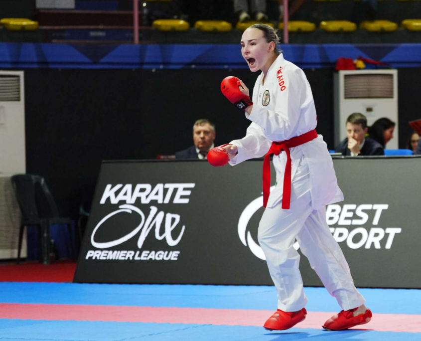 Karate Vorarlberg Athletin Hanna Devigili bei der Premier League in Rom mit starkem Auftritt gegen Olympiasiegerin und Weltklasse Konkurrenz