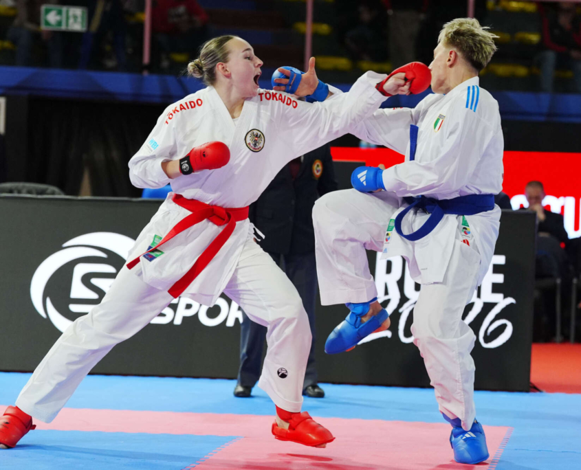 Karate Vorarlberg Athletin Hanna Devigili bei der Premier League in Rom mit starkem Auftritt gegen Olympiasiegerin und Weltklasse Konkurrenz
