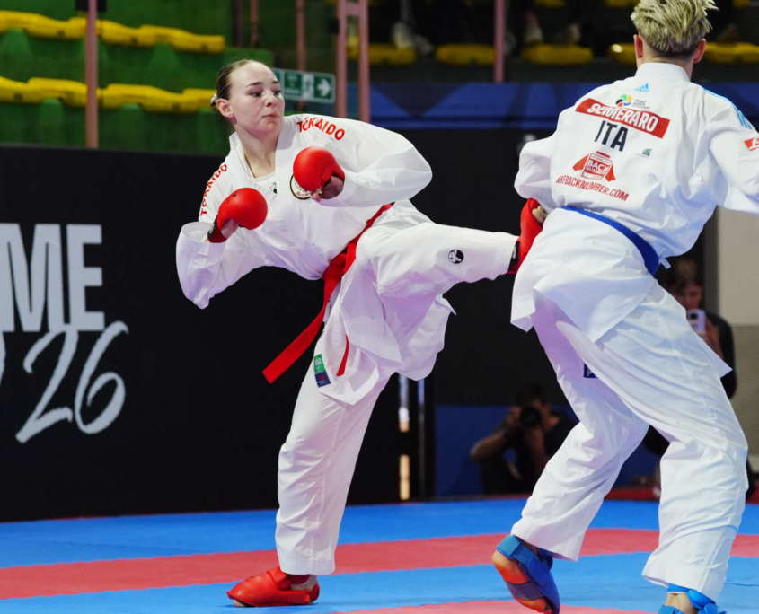 Karate Vorarlberg Athletin Hanna Devigili bei der Premier League in Rom mit starkem Auftritt gegen Olympiasiegerin und Weltklasse Konkurrenz