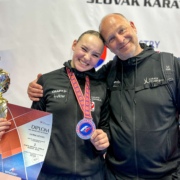 Karate Vorarlberg Athletin Hanna Devigili kämpft offensiv beim Grand Prix Slovakia in Bratislava