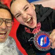 Karate Vorarlberg Athletin Hanna Devigili kämpft offensiv beim Grand Prix Slovakia in Bratislava