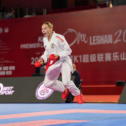 Karate Vorarlberg Sportlerin Hanna Devigili bei einem WKF Elite Turnier im Kumite
