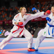 Karate Vorarlberg Sportlerin Hanna Devigili bei einem WKF Elite Turnier im Kumite