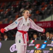 Kumite Szene mit Hanna Devigili bei internationalem Top Turnier der WKF Premier League