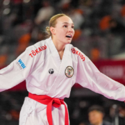 Hanna Devigili im Kumite Kampf bei der Karate Premier League in Leshan China