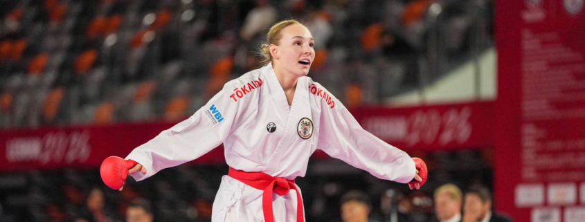Hanna Devigili im Kumite Kampf bei der Karate Premier League in Leshan China
